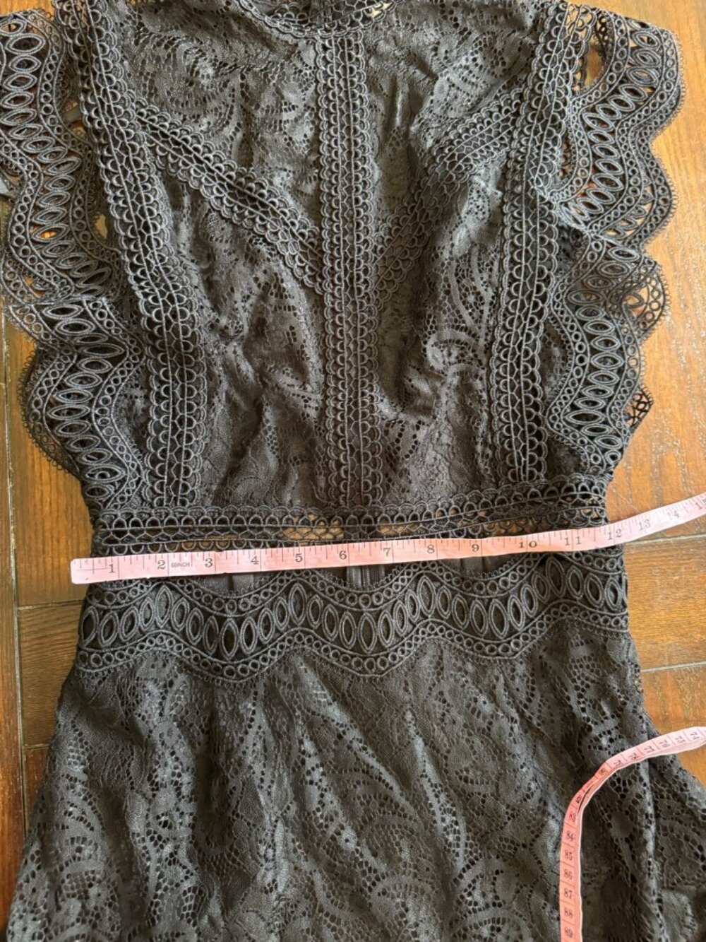 Hello Molly Black Lace Mini Dress Ruffle Cut Out Flutter Sleeves LBD NEW 2 Date - Picture 11 of 12